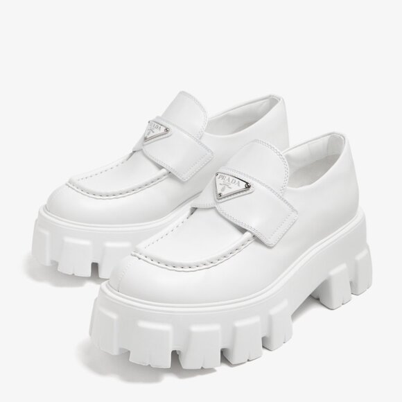 Prada Other - ❌SOLD❌NWT PRADA Monolith Loafers Men's Size 5 White Brushed Leather Chunky